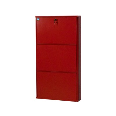 Delite Kom 20 Inches wide Three Door Powder Coated Wall Mounted Metallic Brick Red Metal, Metal, Metal Shoe Rack  (Red, 3 Shelves)