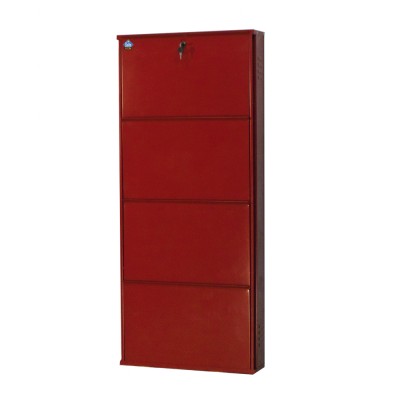Delite Kom 24 Inches wide Four Door Powder Coated Wall Mounted Metallic Brick Red Metal, Metal, Metal Shoe Rack  (Red, 4 Shelves)