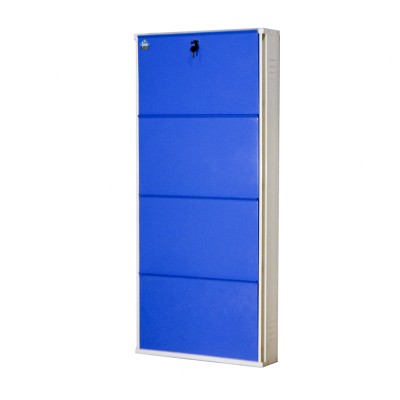 Delite Kom 24 Inches wide Infinity Four Door Powder Coated Wall Mounted Metallic Ivory Blue Metal, Metal, Metal Shoe Rack  (Blue, 4 Shelves)