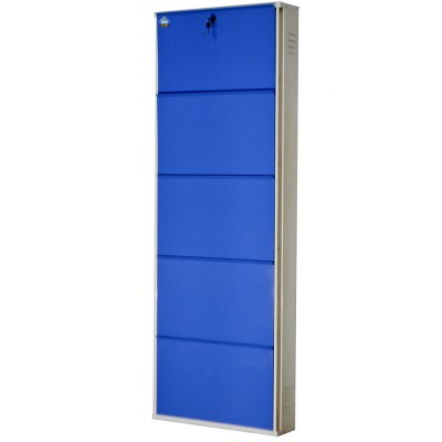 Delite Kom 24 Inches wide Five Door Powder Coated Wall Mounted Metallic Ivory Blue Metal, Metal, Metal Shoe Rack  (Blue, 5 Shelves)