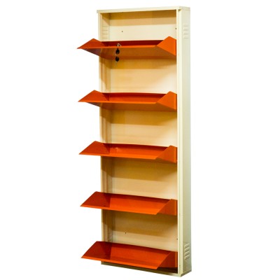 Delite Kom 24 Inches wide Infinity Five Door Powder Coated Wall Mounted Metallic Ivory Orange Metal Shoe Rack  (Orange, 5 Shelves)