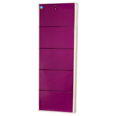 Delite Kom 24 Inches wide Five Door Powder Coated Wall Mounted Metallic Ivory Violet Metal Shoe Rack  (Purple, 5 Shelves)