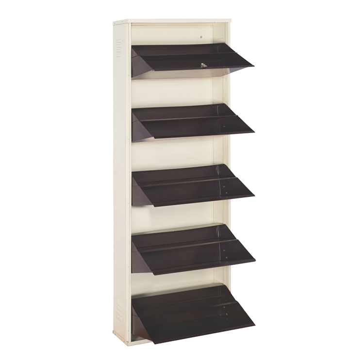 24 Inches Five Door Metal Shoe Rack Ivory Coffee
